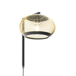 QAZQA Moderne Wandlampe schwarz mit Gold - Lucas