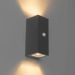 QAZQA Moderne Wandleuchte anthrazit IP44 mit Bewegungsmelder - Baleno II