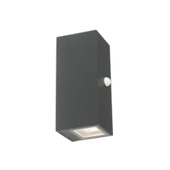 QAZQA Moderne Wandleuchte anthrazit IP44 mit Bewegungsmelder - Baleno II
