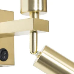 QAZQA Moderne Wandleuchte aus Messing mit Leselampe - Brescia