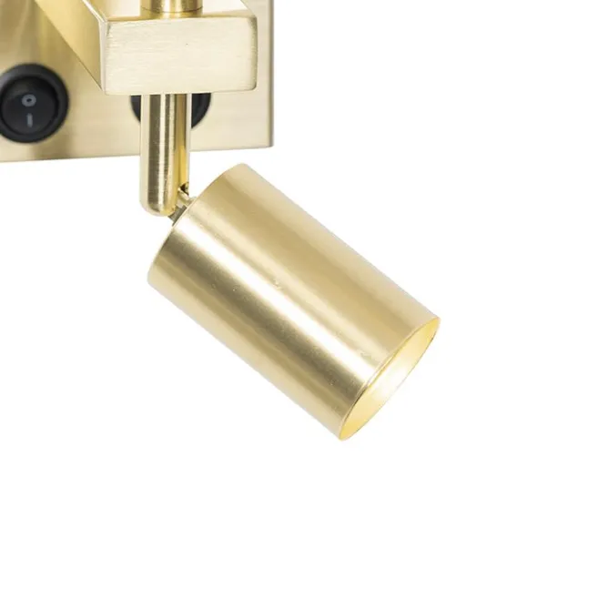 QAZQA Moderne Wandleuchte aus Messing mit Leselampe - Brescia