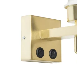 QAZQA Moderne Wandleuchte aus Messing mit Leselampe - Brescia