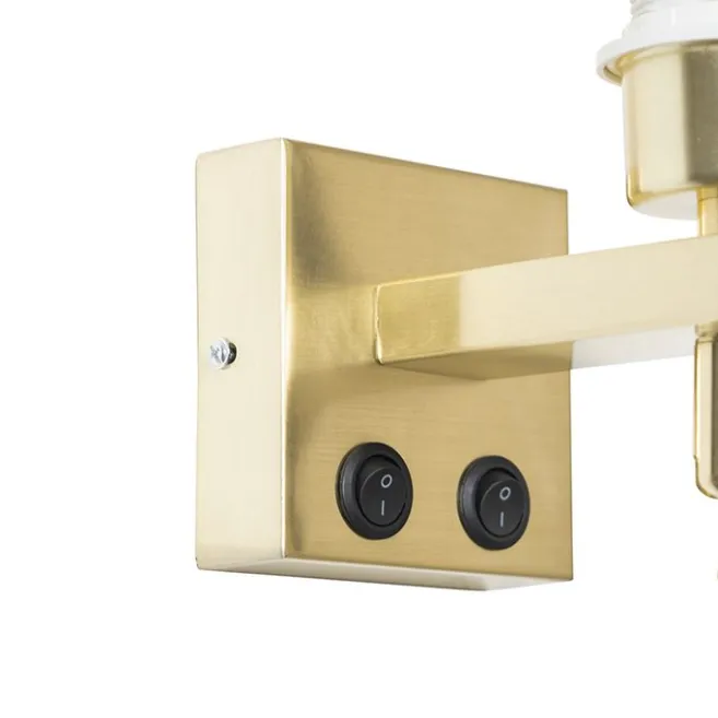 QAZQA Moderne Wandleuchte aus Messing mit Leselampe - Brescia