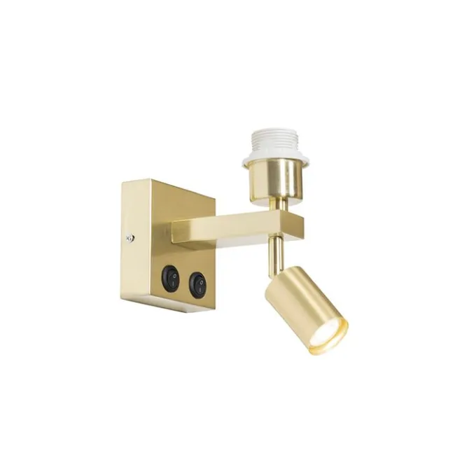 QAZQA Moderne Wandleuchte aus Messing mit Leselampe - Brescia