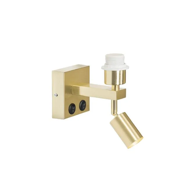 QAZQA Moderne Wandleuchte aus Messing mit Leselampe - Brescia