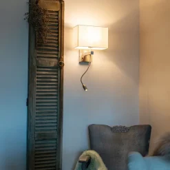 QAZQA Moderne Wandleuchte aus Stahl mit weißem Schirm – Bergamo