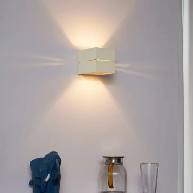 QAZQA Moderne Wandleuchte Beige G9 Quadratisch - Transfer