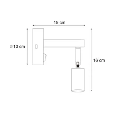 QAZQA Moderne Wandleuchte Gold mit USB-C Neigbar - Rex