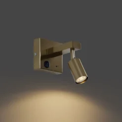 QAZQA Moderne Wandleuchte Gold mit USB-C Neigbar - Rex