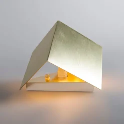 QAZQA Moderne Wandleuchte Gold mit Lichteffekt - Cube