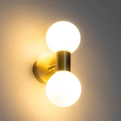 QAZQA Moderne Wandleuchte gold IP44 2-flammig - Cederic