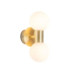 QAZQA Moderne Wandleuchte gold IP44 2-flammig - Cederic