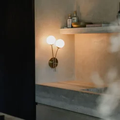 QAZQA Moderne Wandleuchte Gold mit Opalglas 2-flammig - Athens