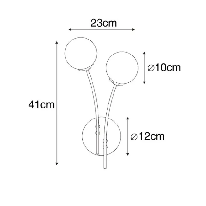 QAZQA Moderne Wandleuchte Gold mit Opalglas 2-flammig - Athens