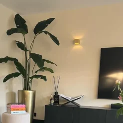 QAZQA Moderne Wandleuchte Gold mit Lichteffekt - Transfer