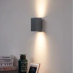 QAZQA Moderne Wandleuchte in Gunmetal-Optik, quadratisch, 2-flammig GU10 50mm - Sandy