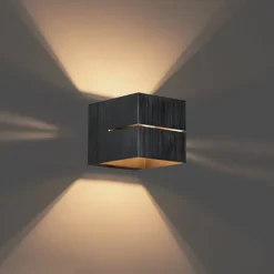 QAZQA Moderne Wandleuchte in Gunmetal-Optik mit Lichteffekt - Transfer Groove