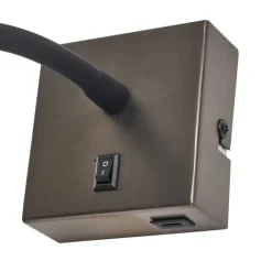 QAZQA Moderne Wandleuchte in Gunmetal mit USB-C-Anschluss - Gosna