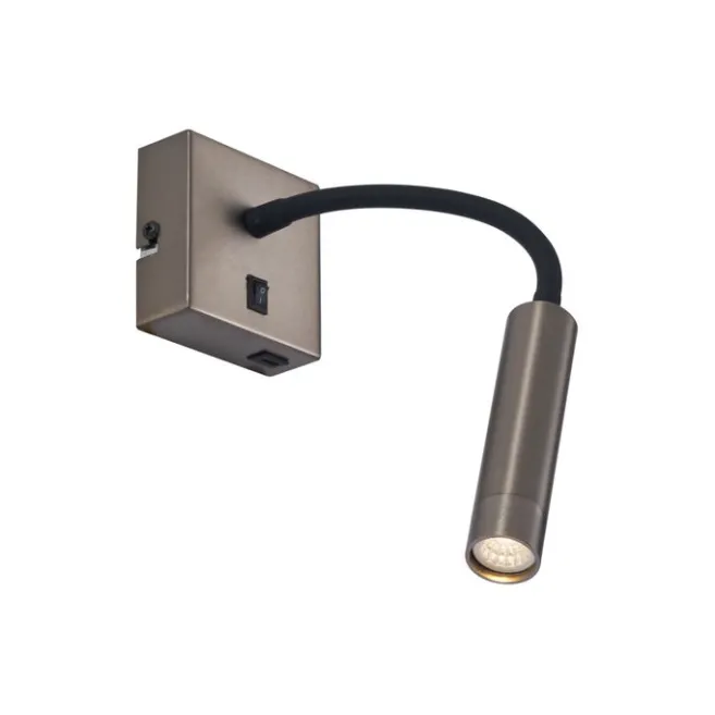 QAZQA Moderne Wandleuchte in Gunmetal mit USB-C-Anschluss - Gosna