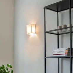 QAZQA Moderne Wandleuchte Jute Weiß mit Stoffschirm - Vete