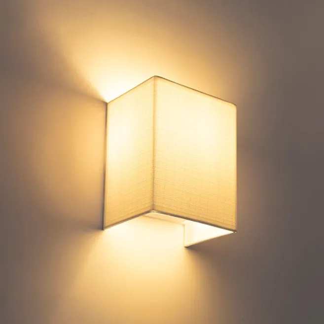 QAZQA Moderne Wandleuchte Jute Weiß mit Stoffschirm - Vete