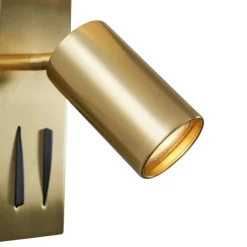 QAZQA Moderne Wandleuchte Messing 2-flammig Verstellbar mit USB-C-Anschluss - Lesly