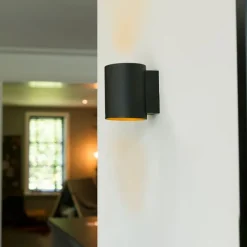 QAZQA Moderne Wandleuchte Schwarz mit Gold Rund - Sola