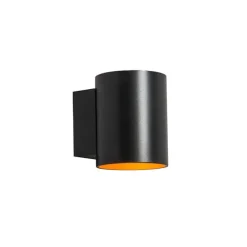 QAZQA Moderne Wandleuchte Schwarz mit Gold Rund - Sola