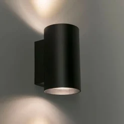 QAZQA Moderne Wandleuchte schwarz rund 2-flammig - Sandy