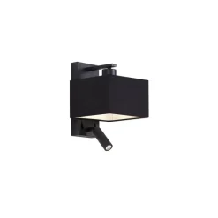 QAZQA Moderne Wandleuchte schwarz quadratisch mit Leselampe - Puglia