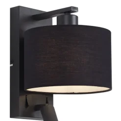 QAZQA Moderne Wandleuchte schwarz rund mit Leselampe - Puglia