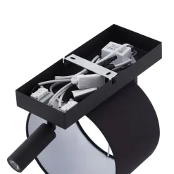 QAZQA Moderne Wandleuchte schwarz rund mit Leselampe - Puglia