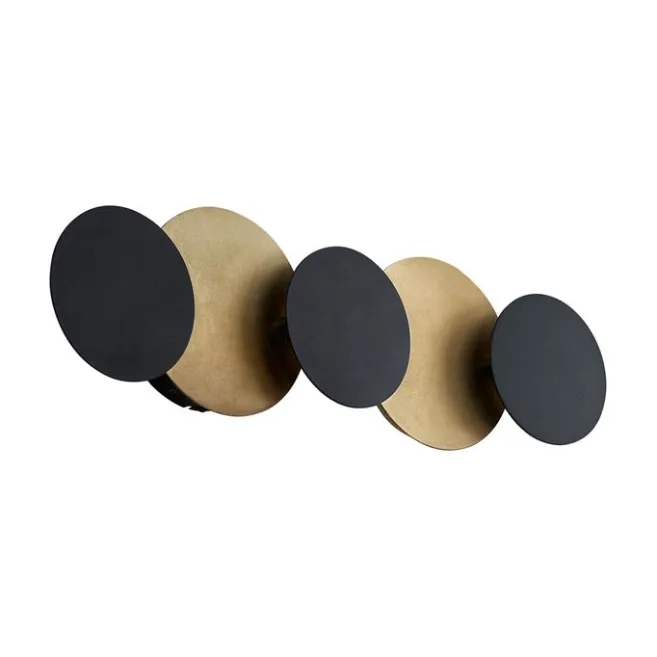 QAZQA Moderne Wandleuchte Schwarz mit Gold inkl. LED 3-Stufen-Dimmbar 5-Licht - Sunrise 3