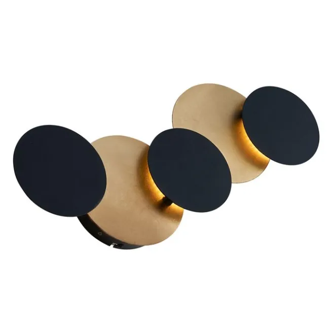 QAZQA Moderne Wandleuchte Schwarz mit Gold inkl. LED 3-Stufen-Dimmbar 5-Licht - Sunrise 3