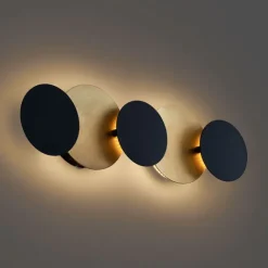 QAZQA Moderne Wandleuchte Schwarz mit Gold inkl. LED 3-Stufen-Dimmbar 5-Licht - Sunrise 3