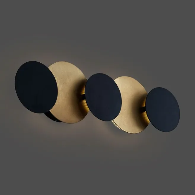QAZQA Moderne Wandleuchte Schwarz mit Gold inkl. LED 3-Stufen-Dimmbar 5-Licht - Sunrise 3
