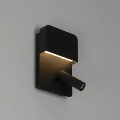 QAZQA Moderne Wandleuchte schwarz inkl. LED mit USB und Leselampe - Robin