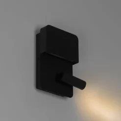 QAZQA Moderne Wandleuchte schwarz inkl. LED mit USB und Leselampe - Robin