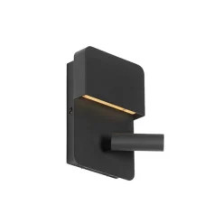 QAZQA Moderne Wandleuchte schwarz inkl. LED mit USB und Leselampe - Robin