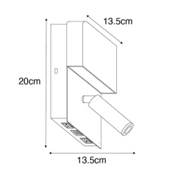 QAZQA Moderne Wandleuchte schwarz inkl. LED mit USB und Leselampe - Robin