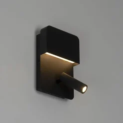 QAZQA Moderne Wandleuchte schwarz inkl. LED mit USB und Leselampe - Robin