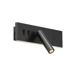 QAZQA Moderne Wandleuchte Schwarz Verstellbar mit USB-C inkl. LED - Modric