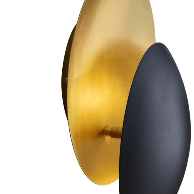 QAZQA Moderne Wandleuchte schwarz mit Gold 34,5 cm 2-flammig - Sunrise