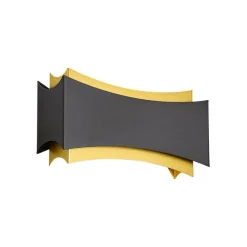 QAZQA Moderne Wandleuchte Schwarz mit Gold - Plats