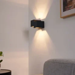 QAZQA Moderne Wandleuchte schwarz 2-flammig - Transfer Double