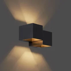 QAZQA Moderne Wandleuchte schwarz 2-flammig - Transfer Double