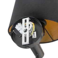 QAZQA Moderne Wandleuchte Schwarz inkl. Schirm mit goldener Innenseite - Pluk