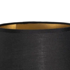 QAZQA Moderne Wandleuchte Schwarz inkl. Schirm mit goldener Innenseite - Pluk