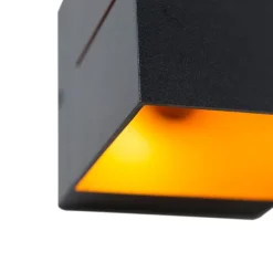 QAZQA Moderne Wandleuchte schwarz mit Gold 9,7 cm – Transfer Groove