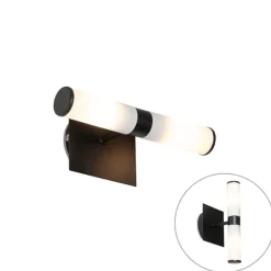 QAZQA Moderne Wandleuchte schwarz IP44 2-flammig - Bath
